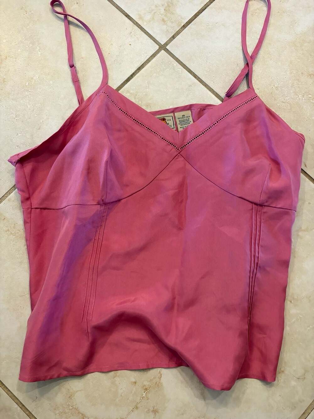 Route 66 Original Clothing Co. 100% Silk Pink Spaghetti Strap Cami Top